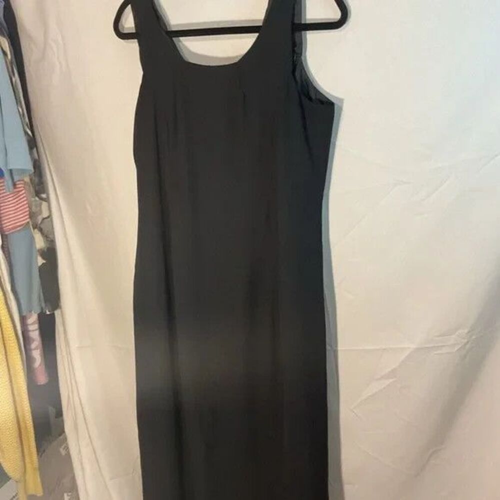 Stage Accents Vintage Chic Black Sheath Silk Midi Dress Sz 20